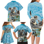 Australia Mothers Day Family Matching Long Sleeve Bodycon Dress and Hawaiian Shirt I Love You Every Universe Aboriginal Art