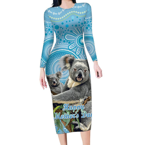 Australia Mothers Day Family Matching Long Sleeve Bodycon Dress and Hawaiian Shirt I Love You Every Universe Aboriginal Art
