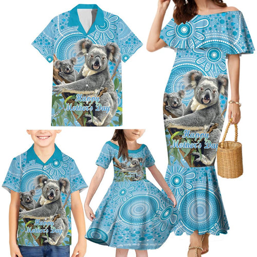 Australia Mothers Day Family Matching Mermaid Dress and Hawaiian Shirt I Love You Every Universe Aboriginal Art