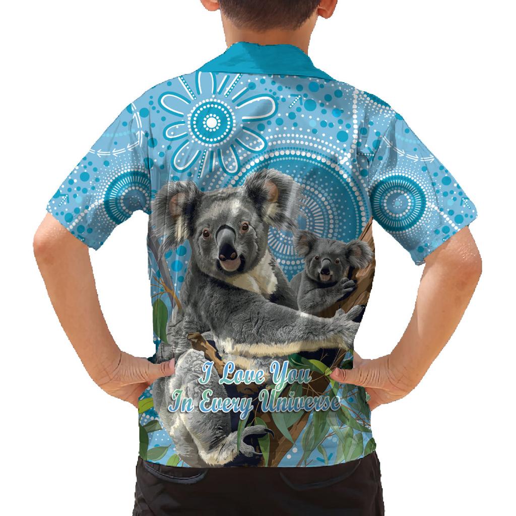Australia Mothers Day Family Matching Off The Shoulder Long Sleeve Dress and Hawaiian Shirt I Love You Every Universe Aboriginal Art