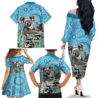 Australia Mothers Day Family Matching Off The Shoulder Long Sleeve Dress and Hawaiian Shirt I Love You Every Universe Aboriginal Art
