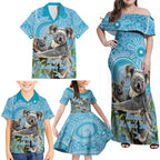 Australia Mothers Day Family Matching Off Shoulder Maxi Dress and Hawaiian Shirt I Love You Every Universe Aboriginal Art