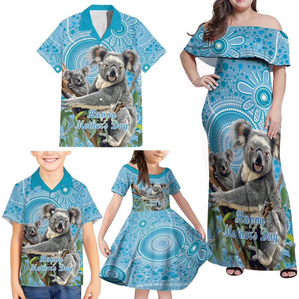 Australia Mothers Day Family Matching Off Shoulder Maxi Dress and Hawaiian Shirt I Love You Every Universe Aboriginal Art
