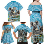 Australia Mothers Day Family Matching Off Shoulder Maxi Dress and Hawaiian Shirt I Love You Every Universe Aboriginal Art