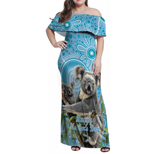 Australia Mothers Day Family Matching Off Shoulder Maxi Dress and Hawaiian Shirt I Love You Every Universe Aboriginal Art
