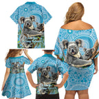 Australia Mothers Day Family Matching Off Shoulder Short Dress and Hawaiian Shirt I Love You Every Universe Aboriginal Art