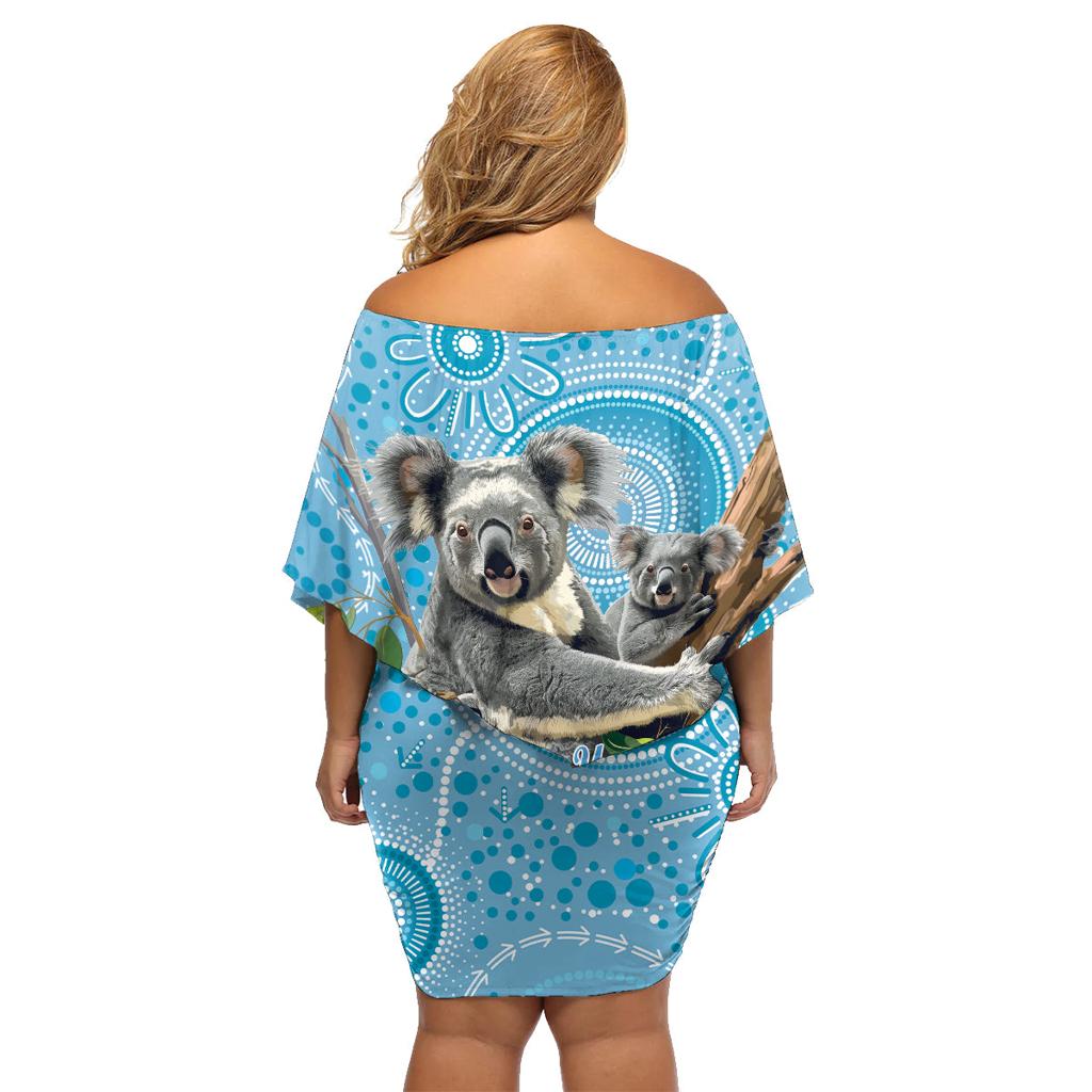 Australia Mothers Day Family Matching Off Shoulder Short Dress and Hawaiian Shirt I Love You Every Universe Aboriginal Art