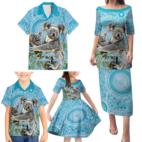 Australia Mothers Day Family Matching Puletasi and Hawaiian Shirt I Love You Every Universe Aboriginal Art