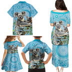 Australia Mothers Day Family Matching Puletasi and Hawaiian Shirt I Love You Every Universe Aboriginal Art