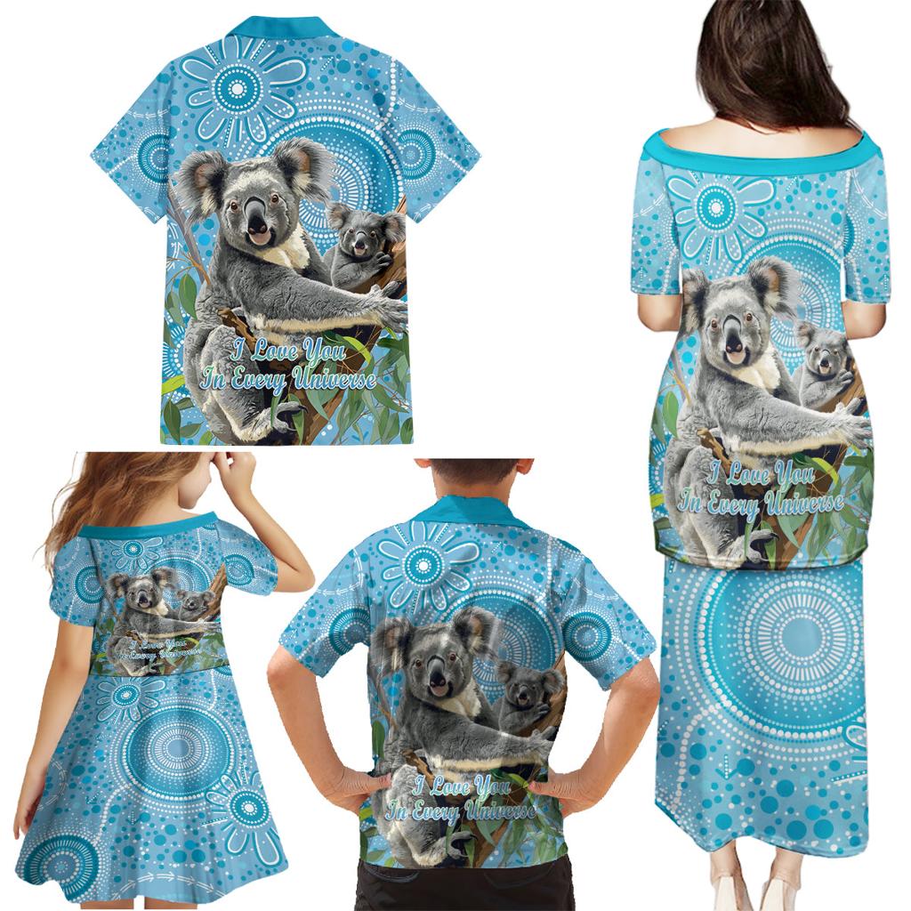 Australia Mothers Day Family Matching Puletasi and Hawaiian Shirt I Love You Every Universe Aboriginal Art