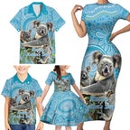 Australia Mothers Day Family Matching Short Sleeve Bodycon Dress and Hawaiian Shirt I Love You Every Universe Aboriginal Art