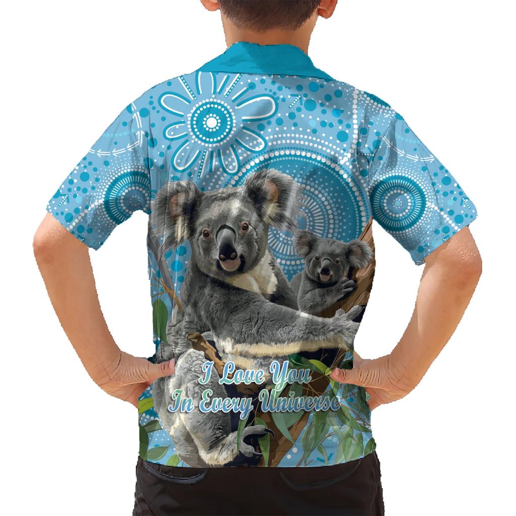 Australia Mothers Day Family Matching Short Sleeve Bodycon Dress and Hawaiian Shirt I Love You Every Universe Aboriginal Art