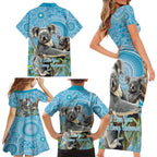 Australia Mothers Day Family Matching Short Sleeve Bodycon Dress and Hawaiian Shirt I Love You Every Universe Aboriginal Art