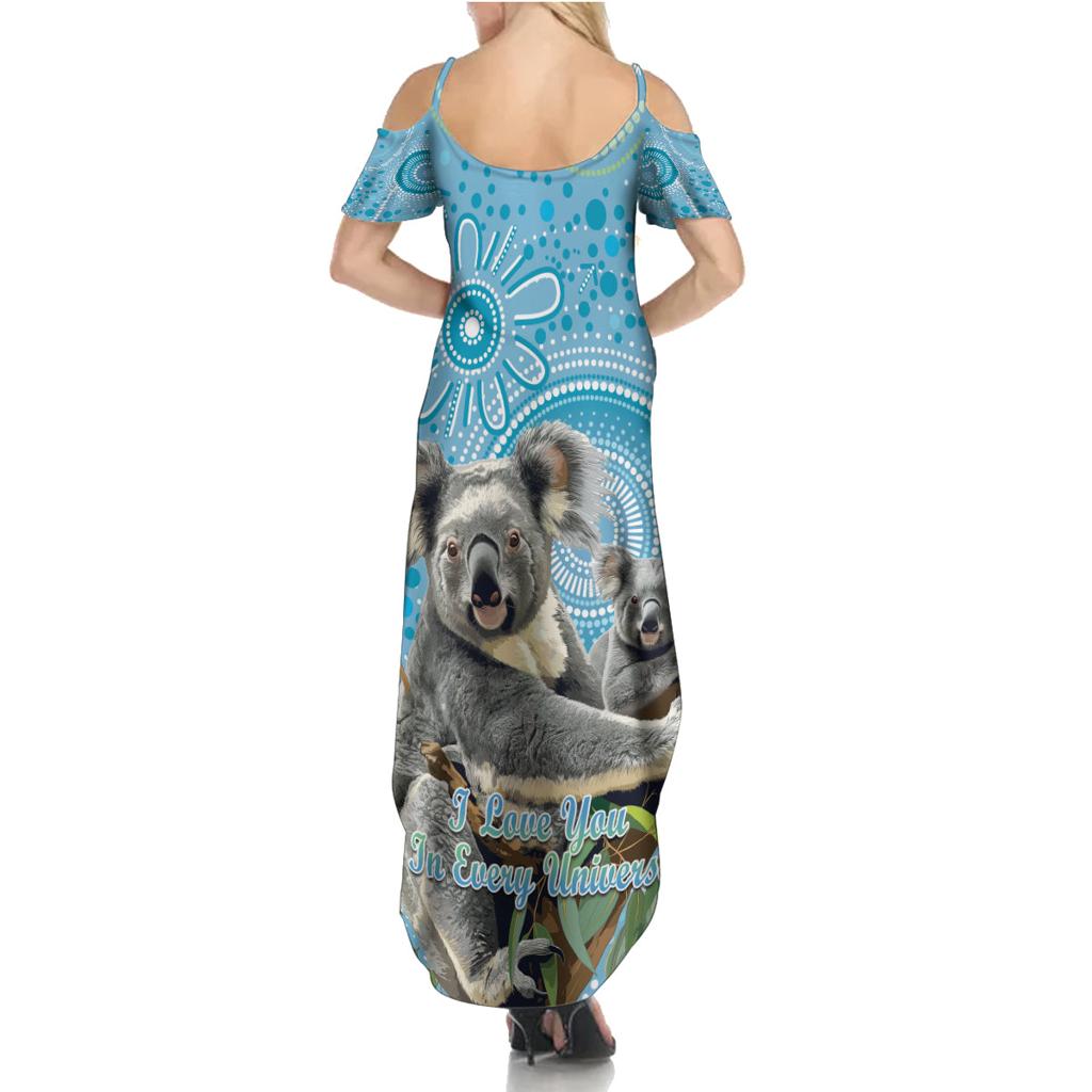 Australia Mothers Day Family Matching Summer Maxi Dress and Hawaiian Shirt I Love You Every Universe Aboriginal Art