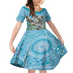 Australia Mothers Day Kid Short Sleeve Dress I Love You Every Universe Aboriginal Art