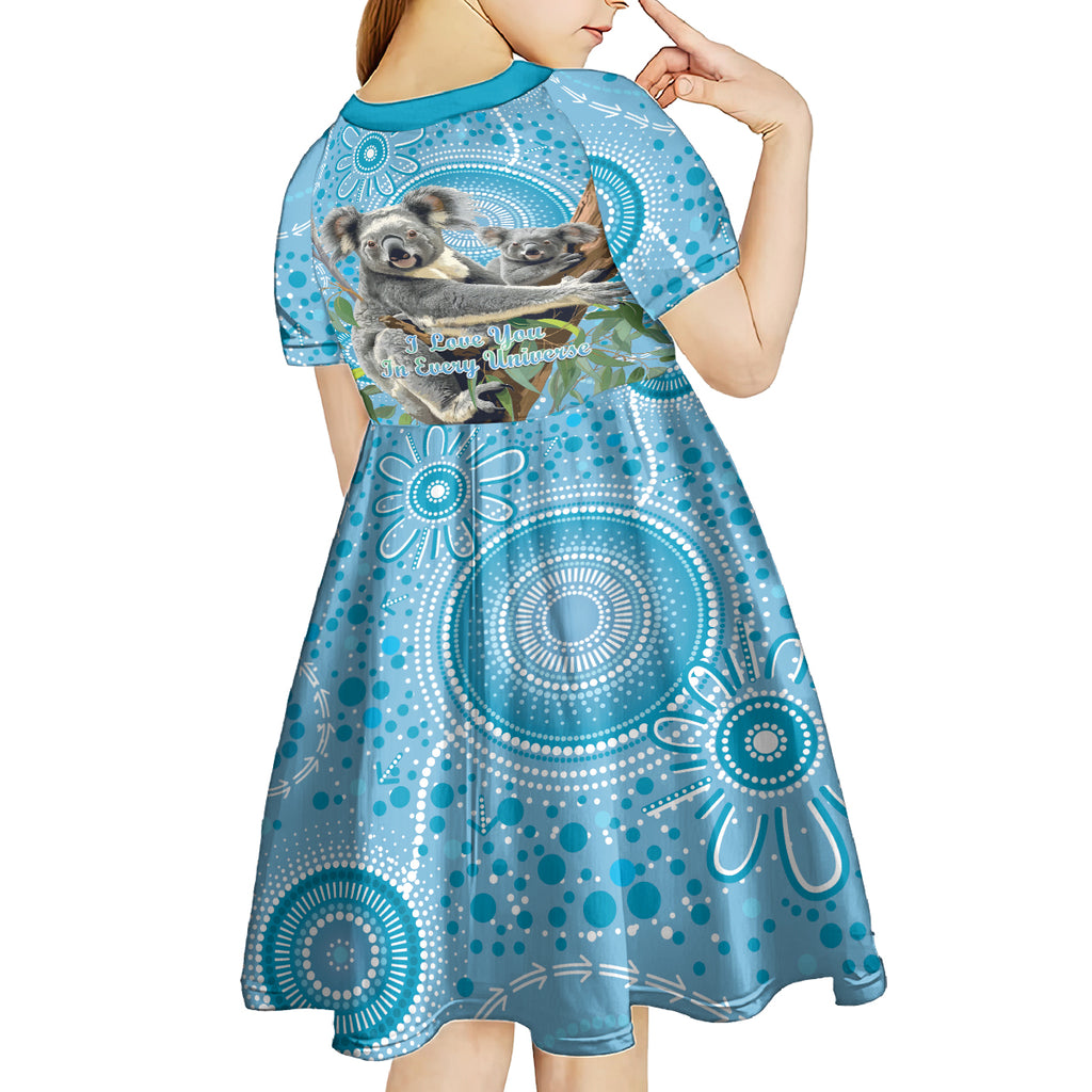 Australia Mothers Day Kid Short Sleeve Dress I Love You Every Universe Aboriginal Art