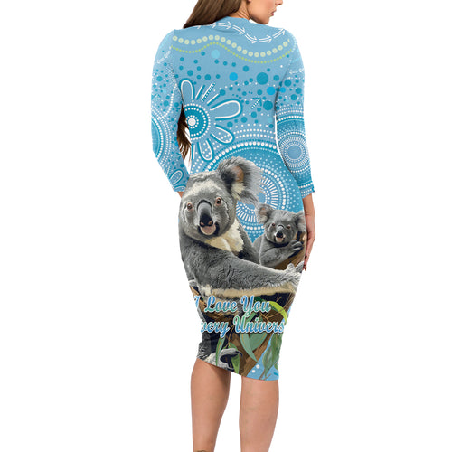 Australia Mothers Day Long Sleeve Bodycon Dress I Love You Every Universe Aboriginal Art