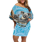 Australia Mothers Day Off Shoulder Short Dress I Love You Every Universe Aboriginal Art
