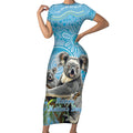 Australia Mothers Day Short Sleeve Bodycon Dress I Love You Every Universe Aboriginal Art