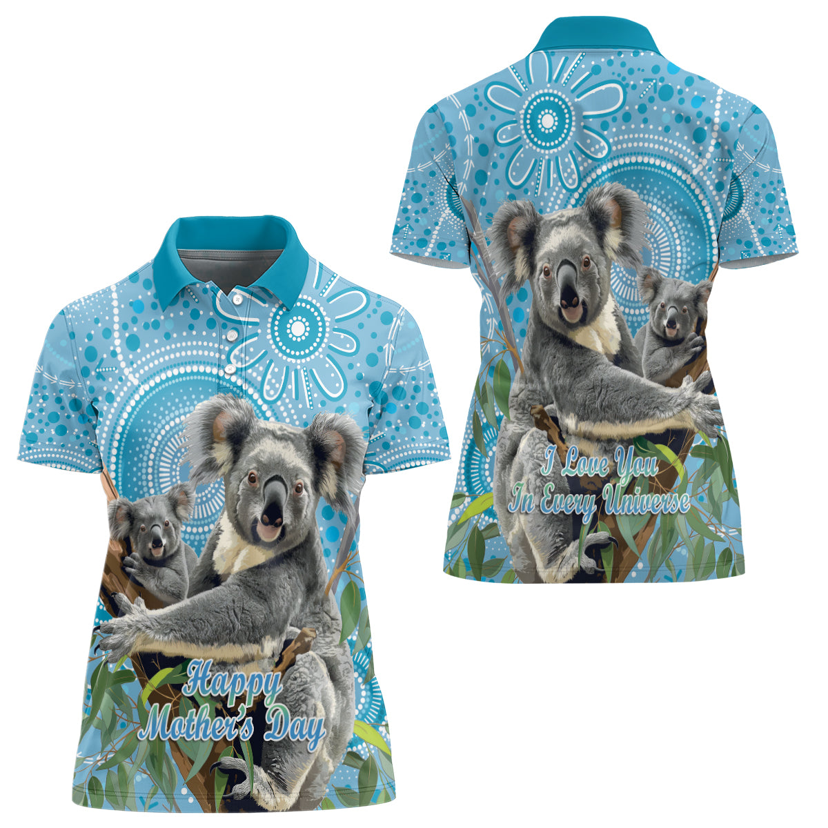 Australia Mothers Day Women Polo Shirt I Love You Every Universe Aboriginal Art
