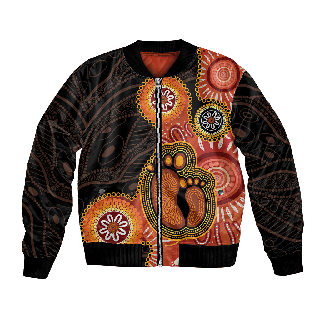 Australia Mothers Day Bomber Jacket Mom And Baby Footprint Indigenous