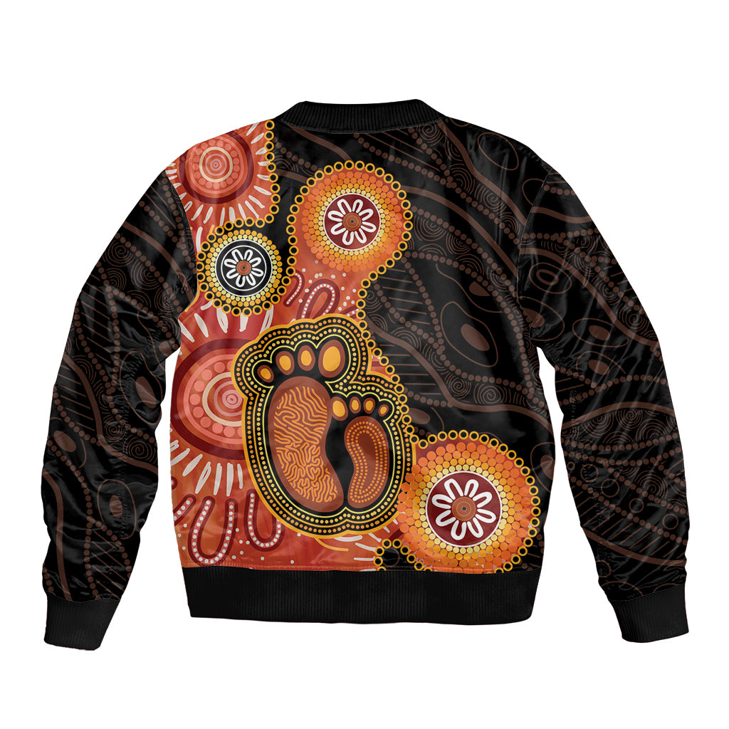 Australia Mothers Day Bomber Jacket Mom And Baby Footprint Indigenous