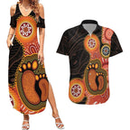 Australia Mothers Day Couples Matching Summer Maxi Dress and Hawaiian Shirt Mom And Baby Footprint Indigenous