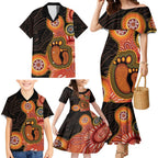 Australia Mothers Day Family Matching Mermaid Dress and Hawaiian Shirt Mom And Baby Footprint Indigenous