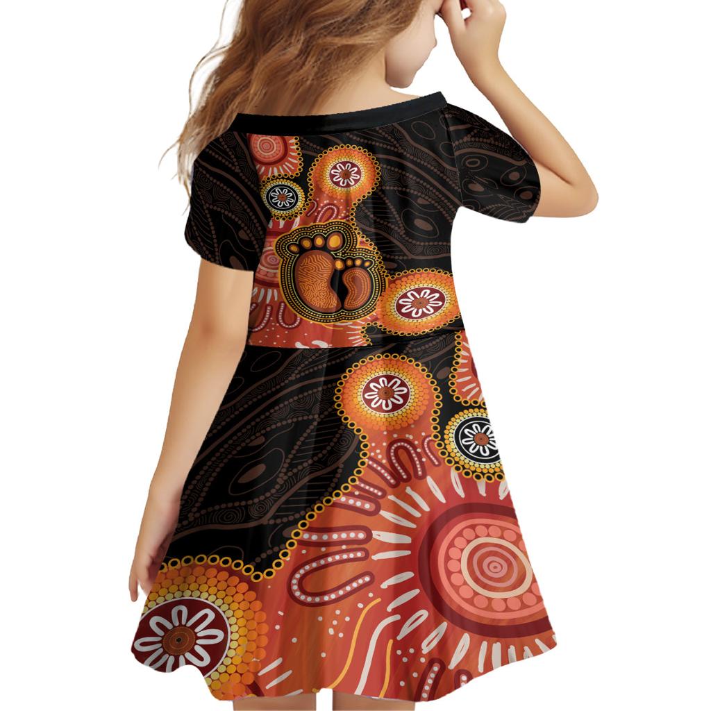 Australia Mothers Day Family Matching Off Shoulder Maxi Dress and Hawaiian Shirt Mom And Baby Footprint Indigenous