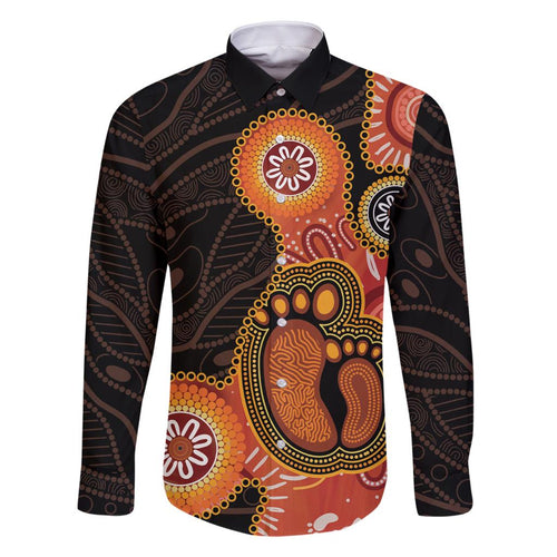 Australia Mothers Day Family Matching Off Shoulder Short Dress and Hawaiian Shirt Mom And Baby Footprint Indigenous