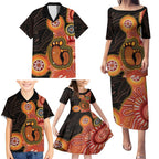 Australia Mothers Day Family Matching Puletasi and Hawaiian Shirt Mom And Baby Footprint Indigenous