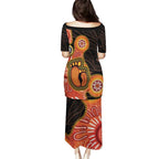 Australia Mothers Day Family Matching Puletasi and Hawaiian Shirt Mom And Baby Footprint Indigenous