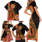 Australia Mothers Day Family Matching Short Sleeve Bodycon Dress and Hawaiian Shirt Mom And Baby Footprint Indigenous