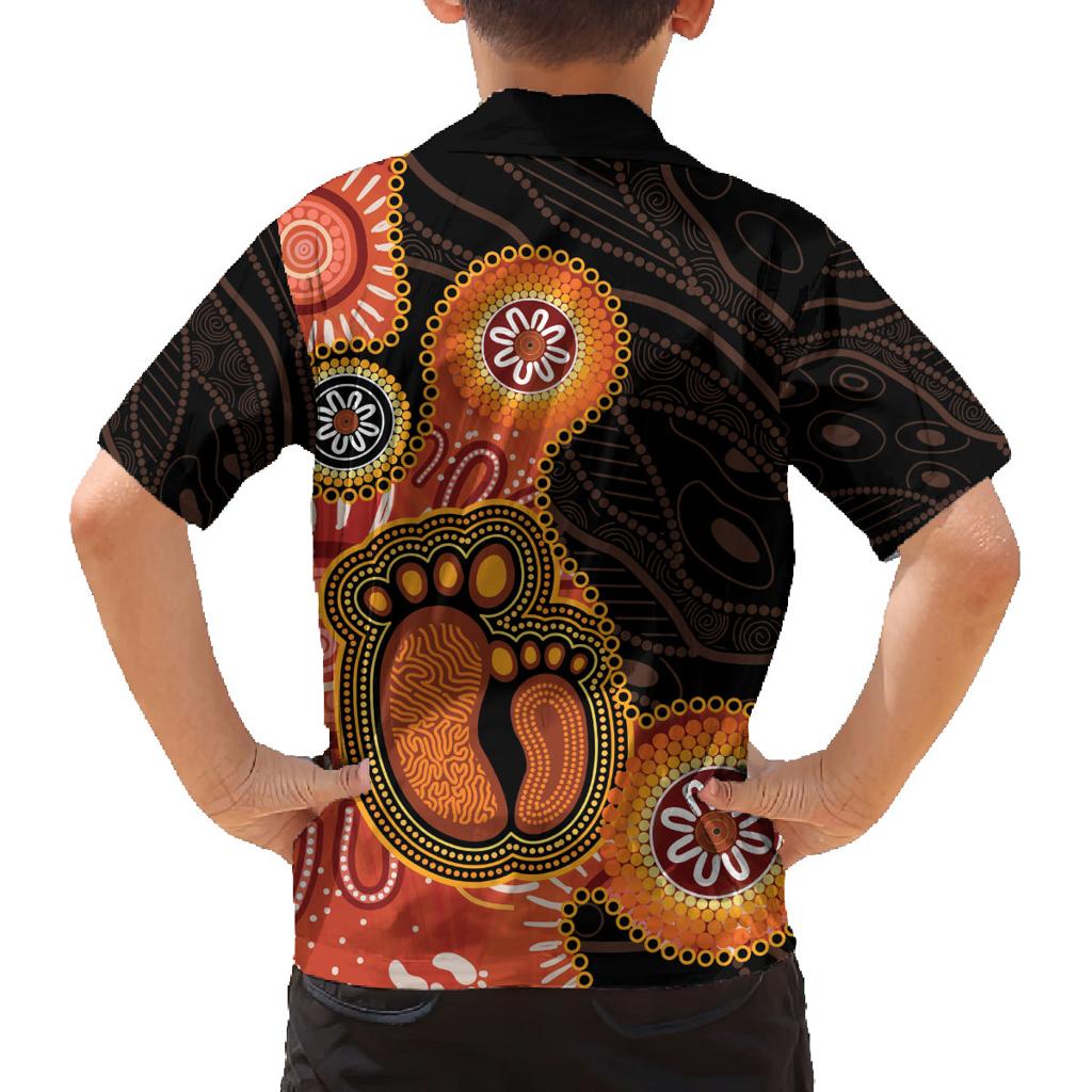Australia Mothers Day Family Matching Summer Maxi Dress and Hawaiian Shirt Mom And Baby Footprint Indigenous