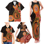 Australia Mothers Day Family Matching Tank Maxi Dress and Hawaiian Shirt Mom And Baby Footprint Indigenous