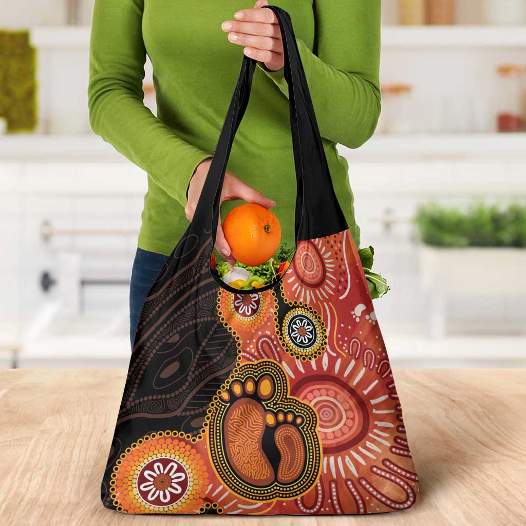 Australia Mother's Day Grocery Bag Mom And Baby Footprint Indigenous