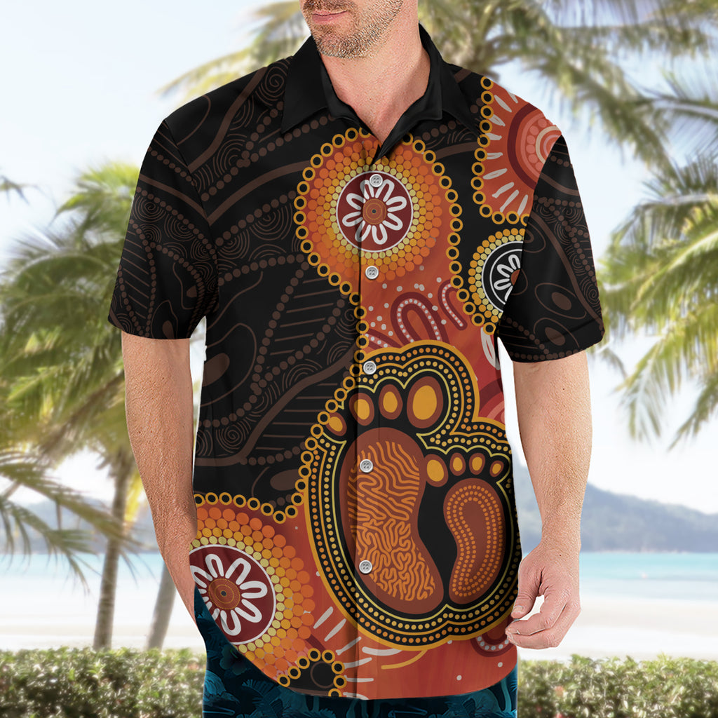 Australia Mothers Day Hawaiian Shirt Mom And Baby Footprint Indigenous