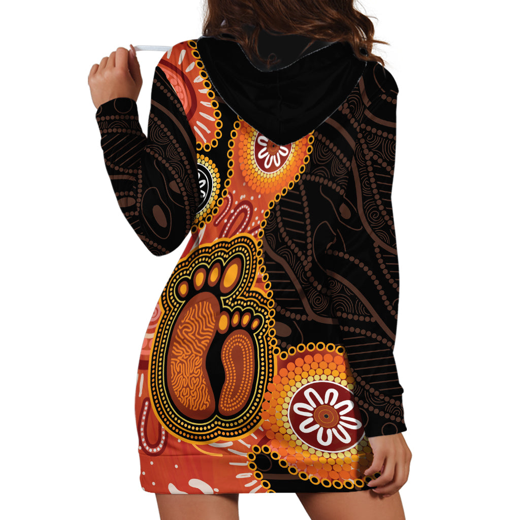 Australia Mothers Day Hoodie Dress Mom And Baby Footprint Indigenous