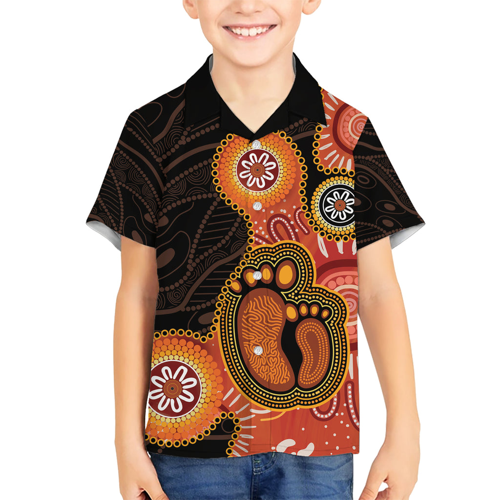 Australia Mothers Day Kid Hawaiian Shirt Mom And Baby Footprint Indigenous