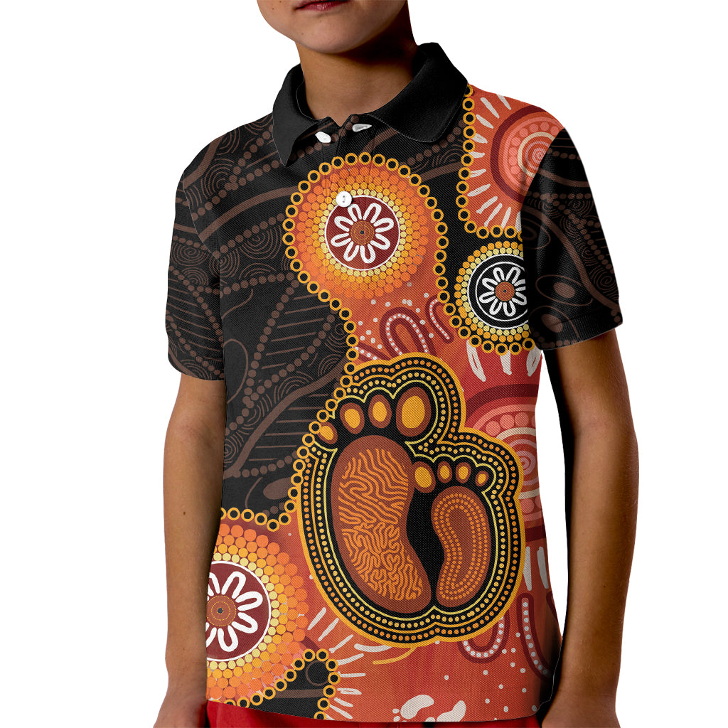 Australia Mothers Day Kid Polo Shirt Mom And Baby Footprint Indigenous