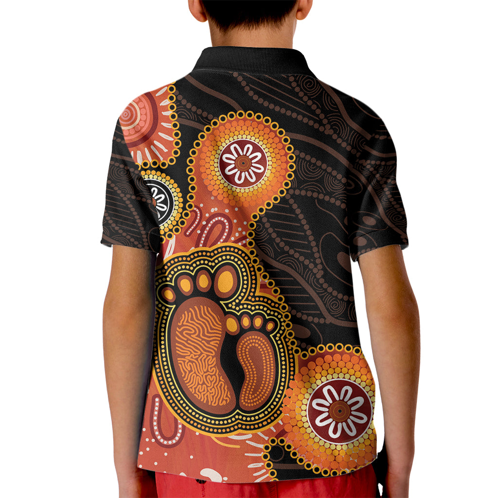 Australia Mothers Day Kid Polo Shirt Mom And Baby Footprint Indigenous