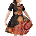 Australia Mothers Day Kid Short Sleeve Dress Mom And Baby Footprint Indigenous