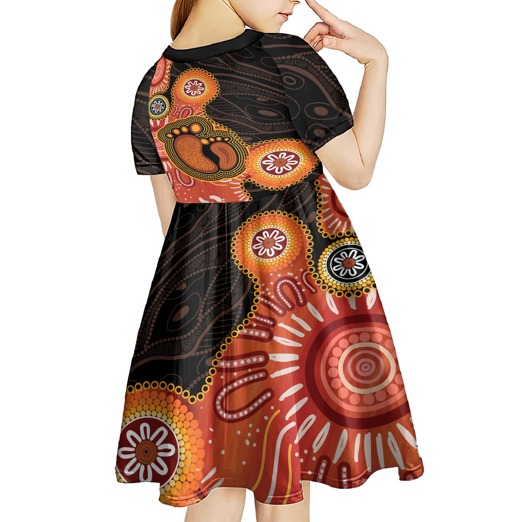 Australia Mothers Day Kid Short Sleeve Dress Mom And Baby Footprint Indigenous