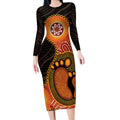 Australia Mothers Day Long Sleeve Bodycon Dress Mom And Baby Footprint Indigenous