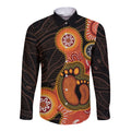 Australia Mothers Day Long Sleeve Button Shirt Mom And Baby Footprint Indigenous