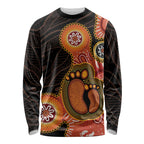 Australia Mothers Day Long Sleeve Shirt Mom And Baby Footprint Indigenous