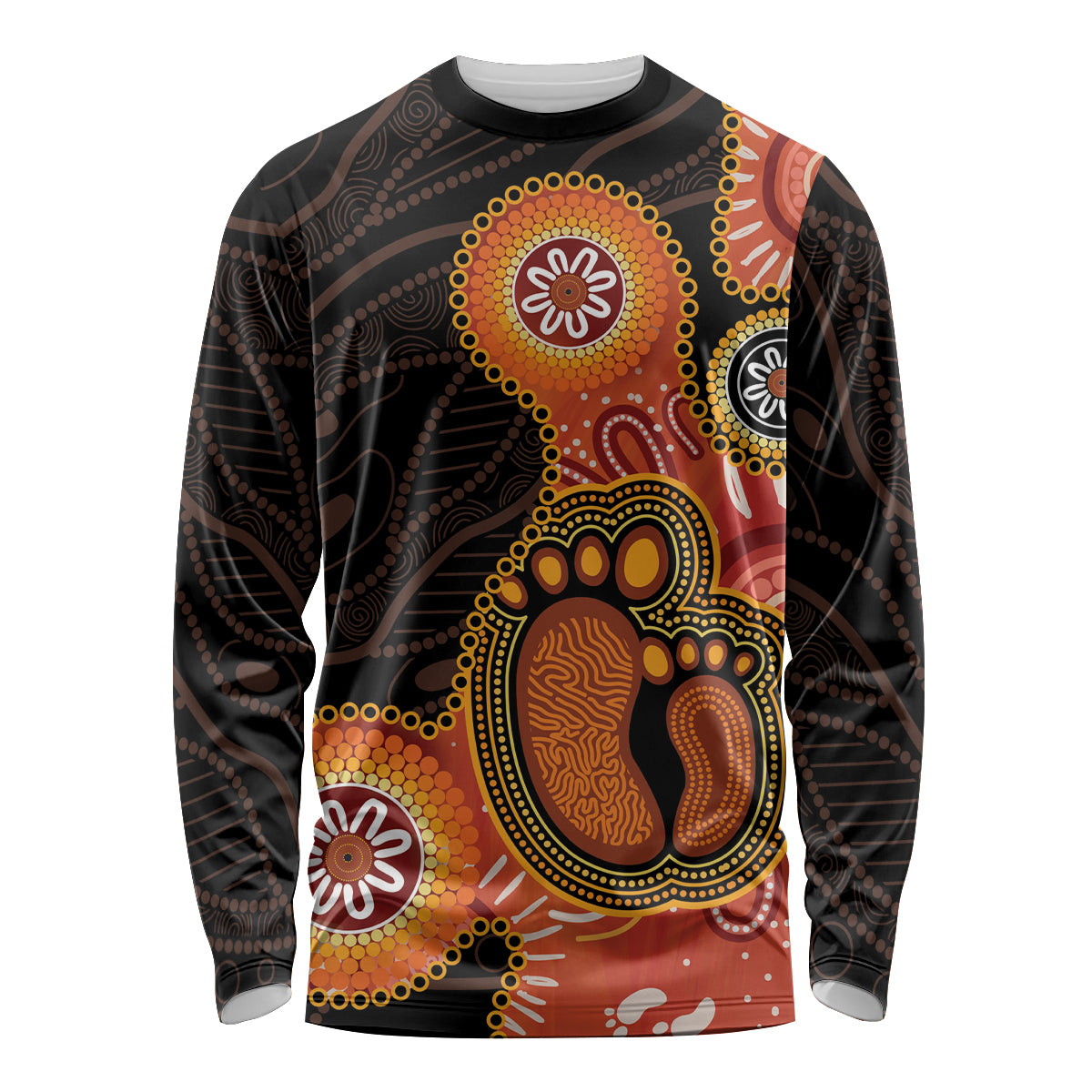Australia Mothers Day Long Sleeve Shirt Mom And Baby Footprint Indigenous