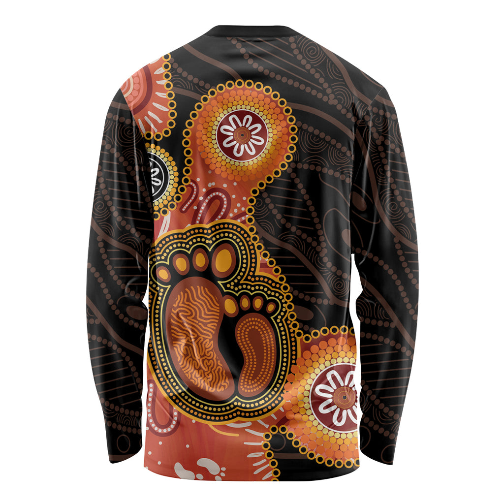 Australia Mothers Day Long Sleeve Shirt Mom And Baby Footprint Indigenous