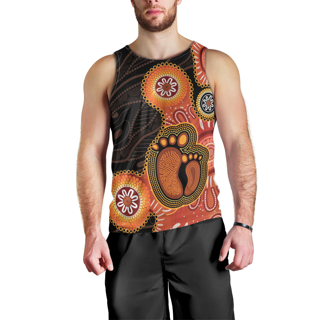 Australia Mothers Day Men Tank Top Mom And Baby Footprint Indigenous