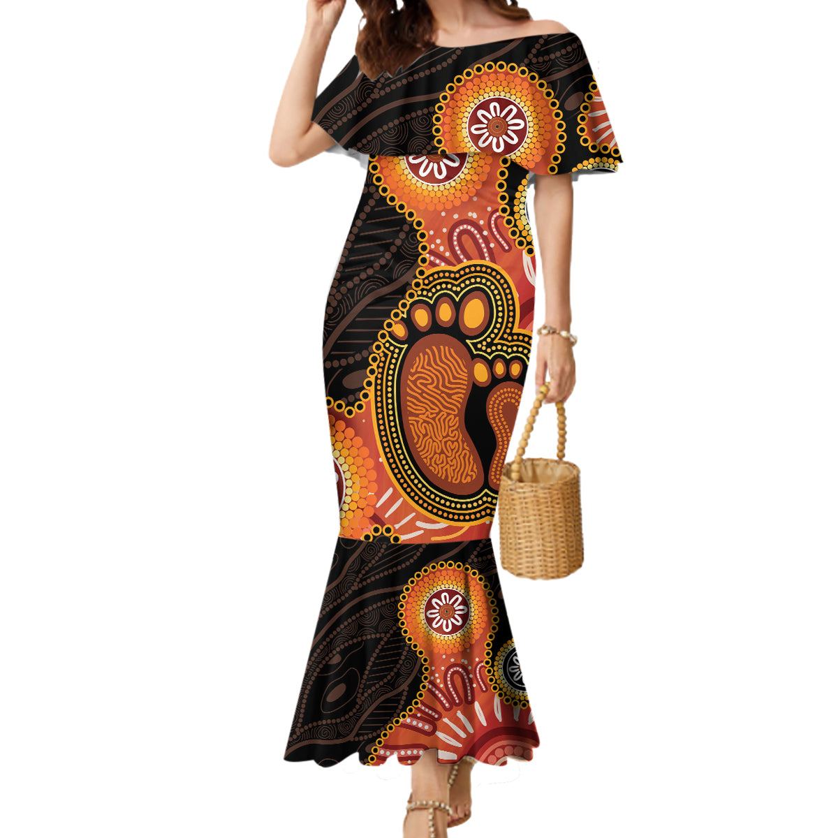 Australia Mothers Day Mermaid Dress Mom And Baby Footprint Indigenous